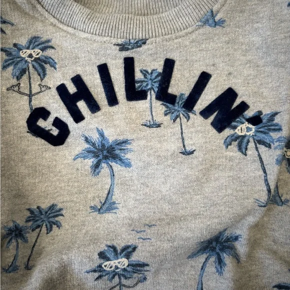 OshKosh B'gosh Grey Sweatshirt with Blue Palm Detail - Picture 2 of 5